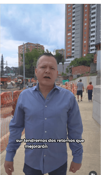 Seguimiento en campo a la ampliación de la Carrera 43A en Sabaneta: obra, andén y retornos. Publicación colaborativa con Juliana Villegas.
